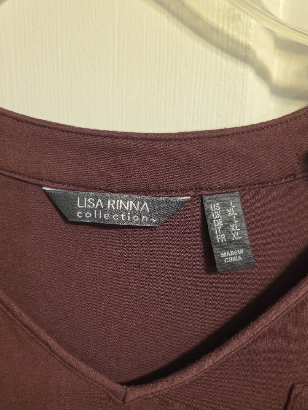 Lisa Rinna Collection Plum V-Neck Top - Picture 2 of 8